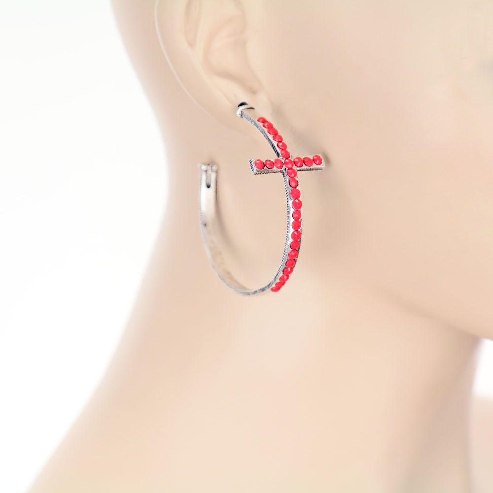 Western Cross Hoop Earrings - Image 2