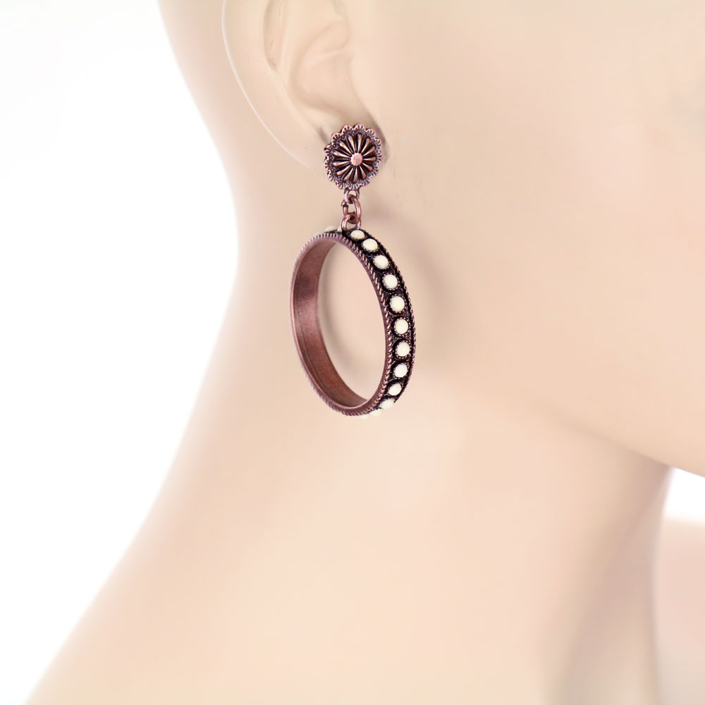 Western Round Design Stone Stud Earrings - Image 2