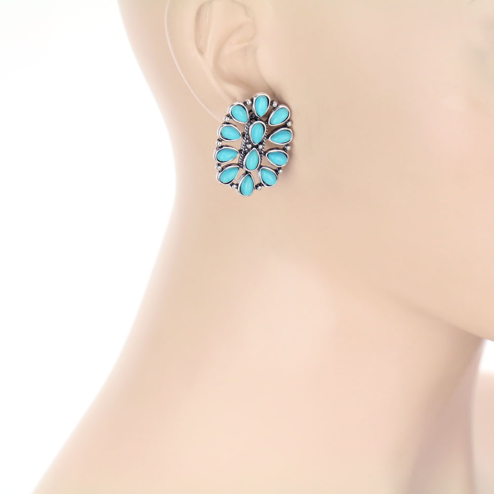 3 Pair Western Concho Stone Earring Set - Image 2