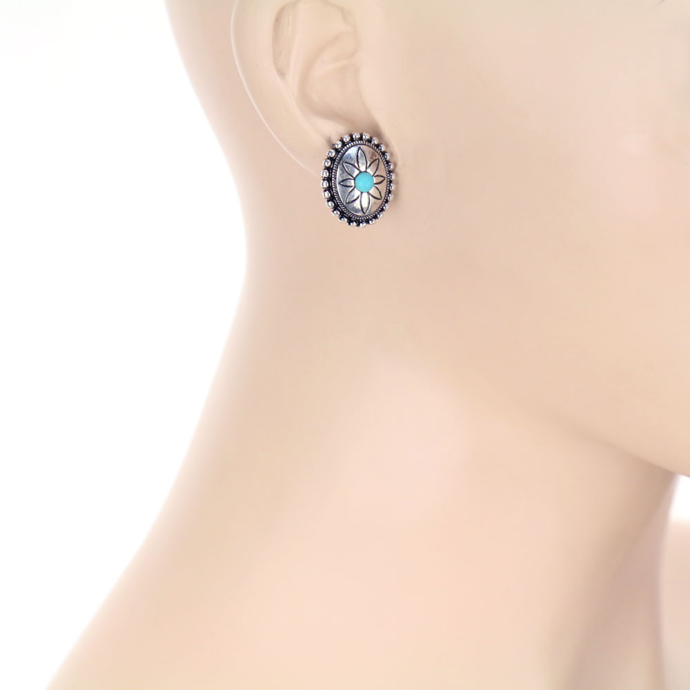 3 Pair Western Concho Stone Earring Set - Image 3