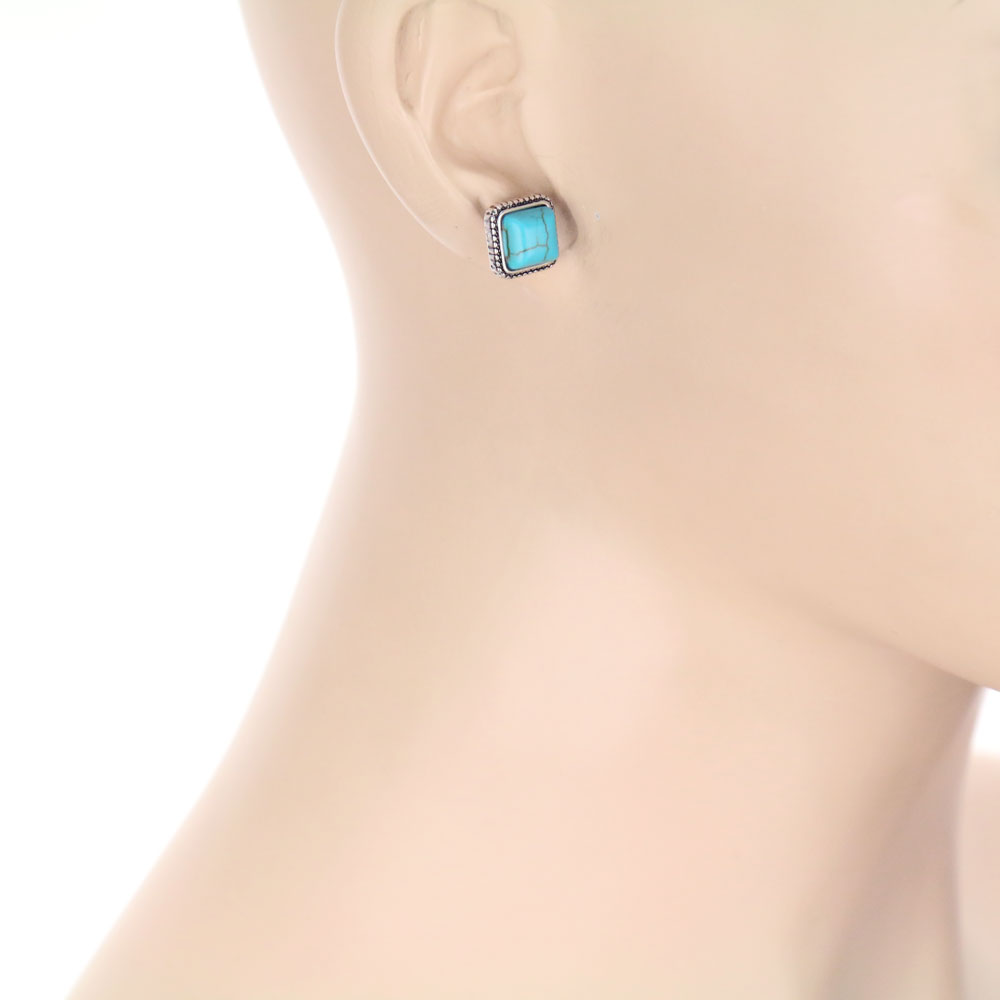 3 Pair Western Concho Stone Earring Set - Image 4