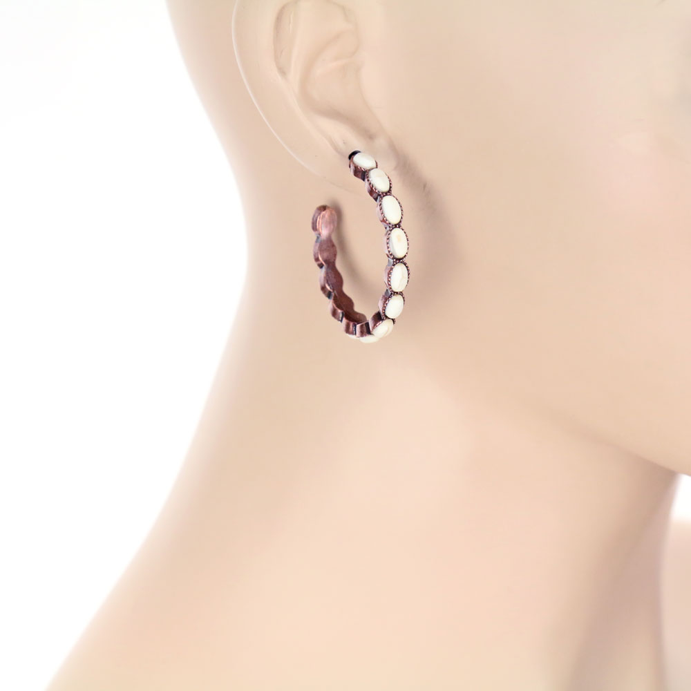 Western Semi Stone Hoop Earrings - Image 2