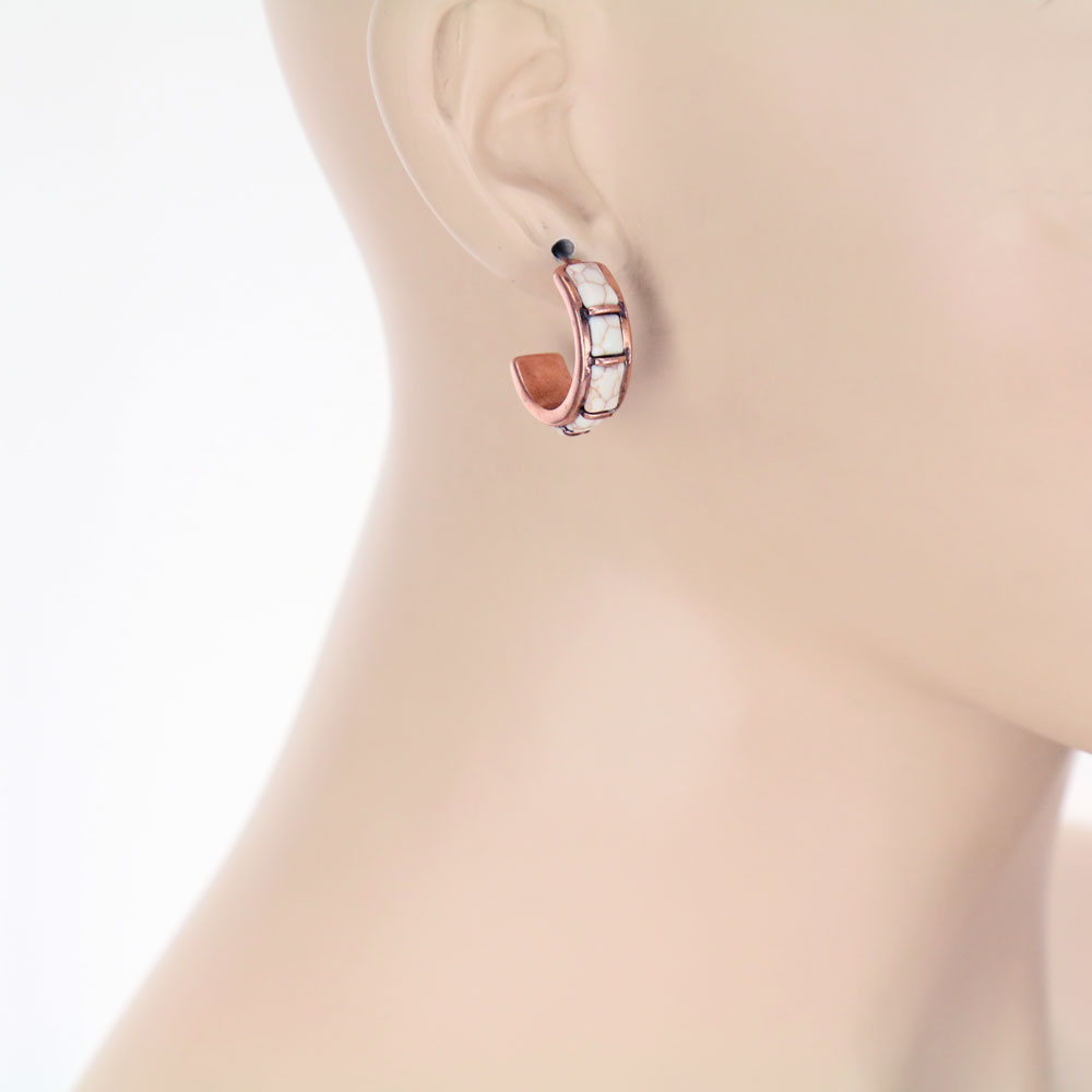 Western Semi Stone Hoop Earrings - Image 2
