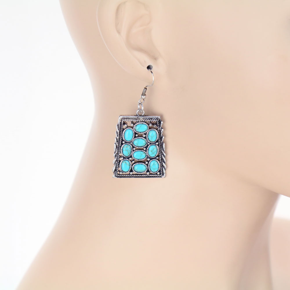 Western Design Stone Dangle Earrings - Image 2