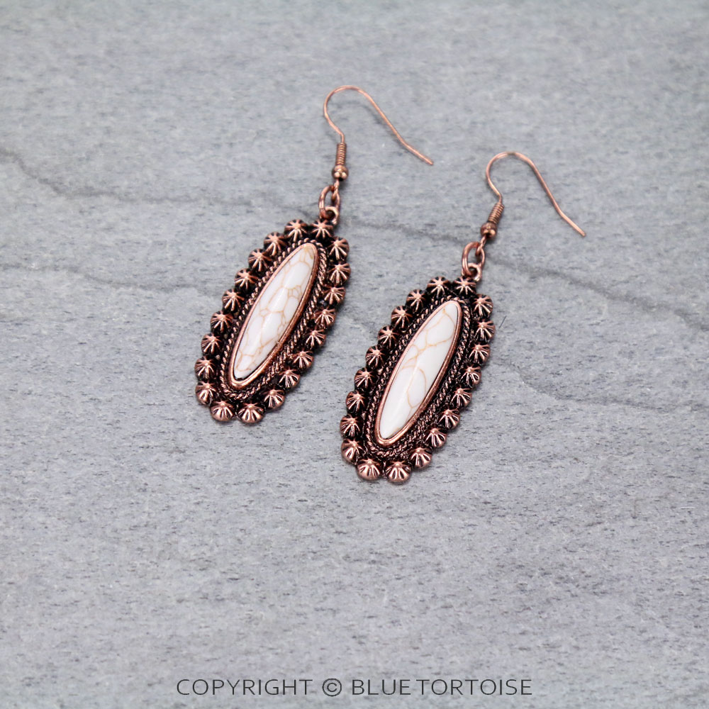 Western Design Stone Dangle Earrings