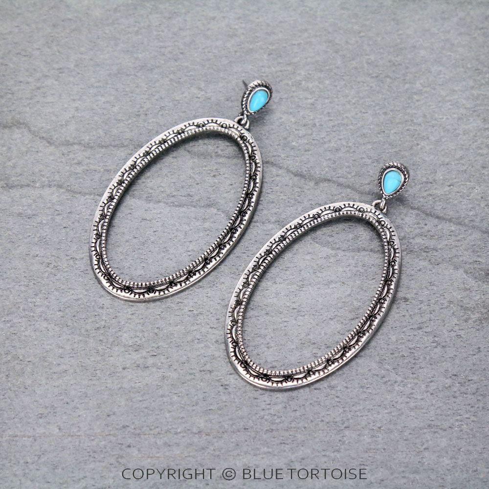 Western Design Oval Stud Earrings