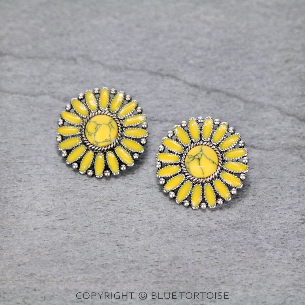 Western Epoxy Concho Stud Earrings