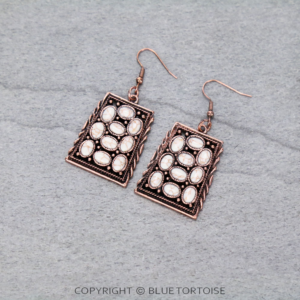 Western Design Stone Dangle Earrings
