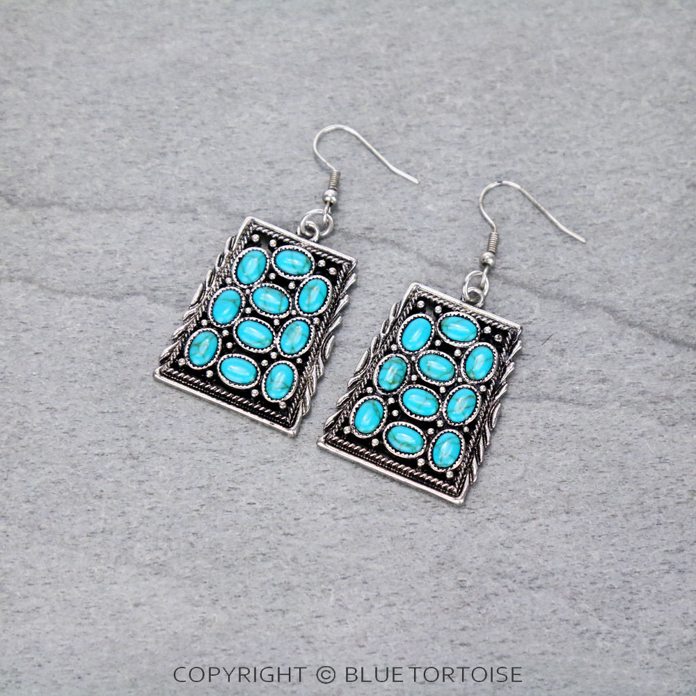 Western Design Stone Dangle Earrings