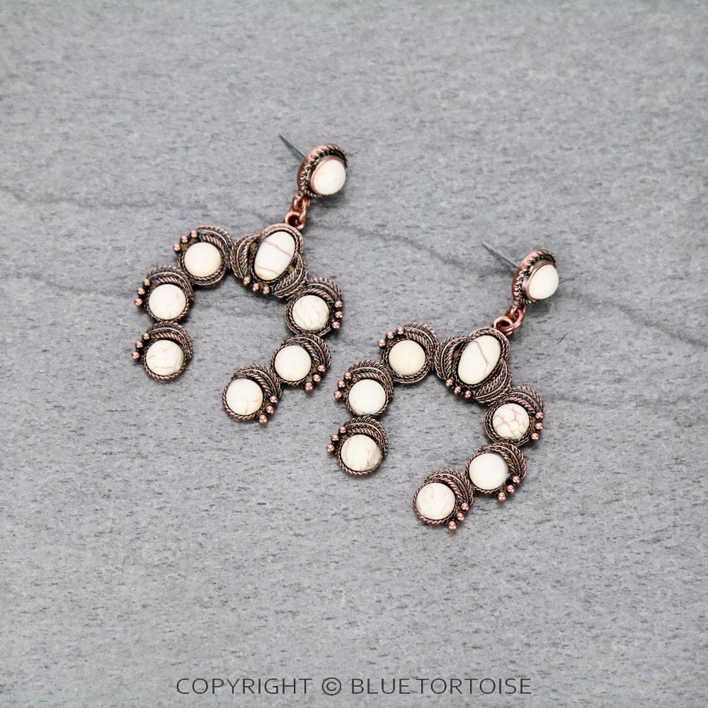 Western Squash Blossom Stone Stud Earrings