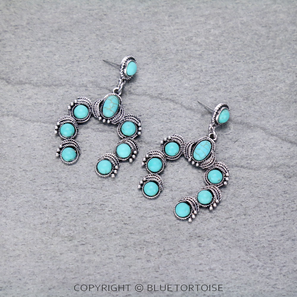 Western Squash Blossom Stone Stud Earrings