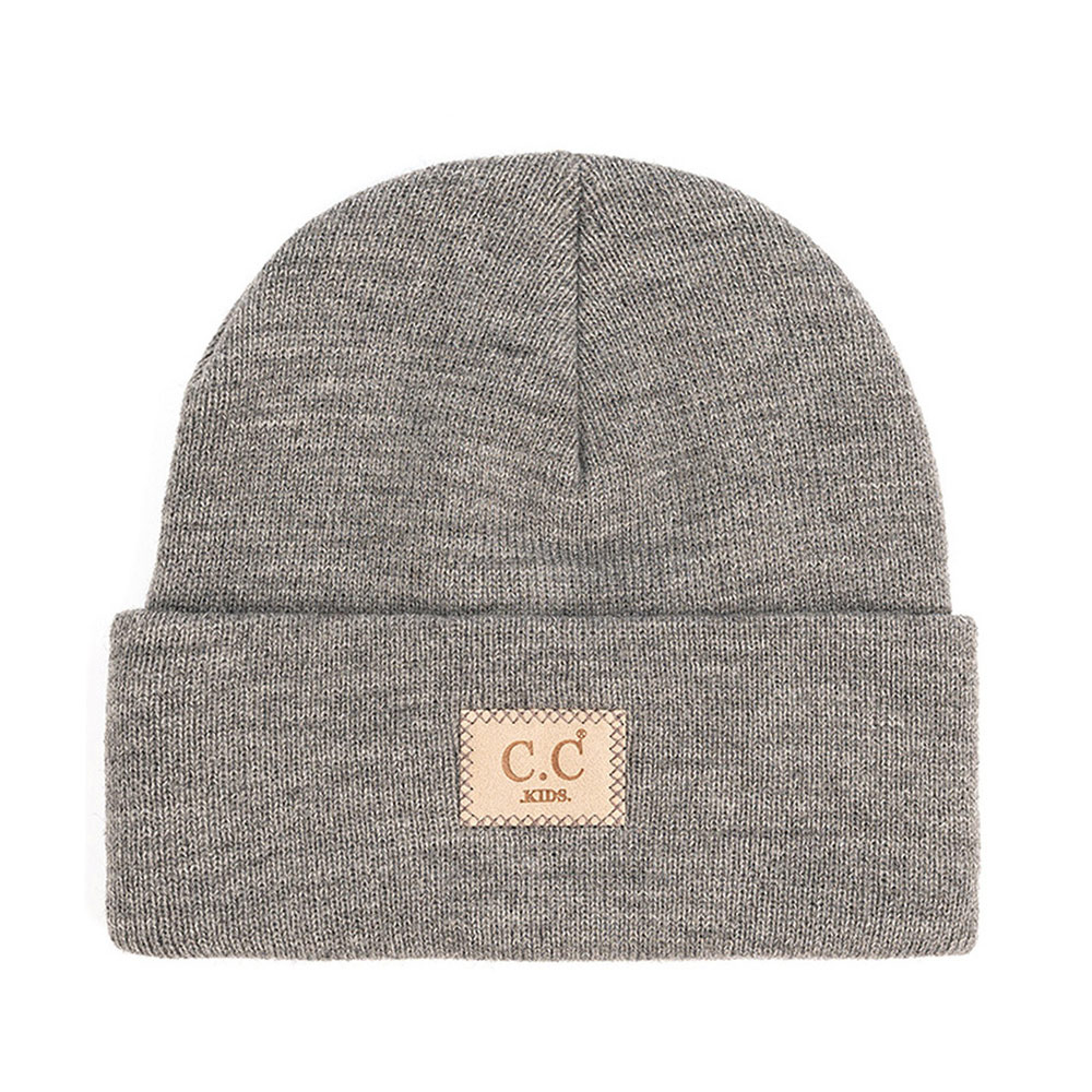 C.C Classic Rib Kids Beanie with C.C Suede Patch