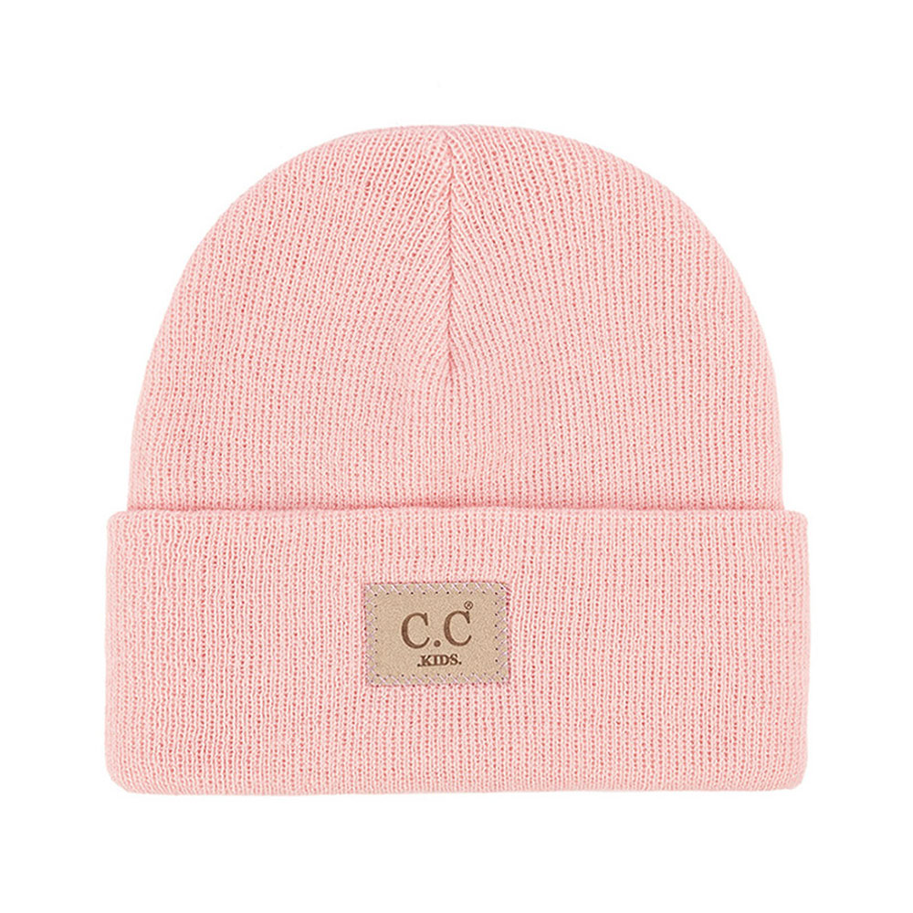 C.C Classic Rib Kids Beanie with C.C Suede Patch