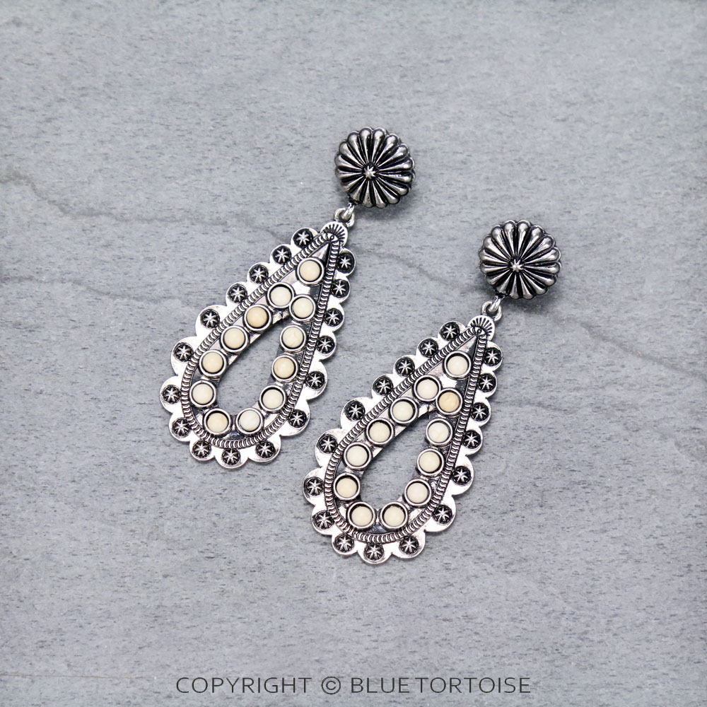 Western Teardrop Drop Stud Earrings