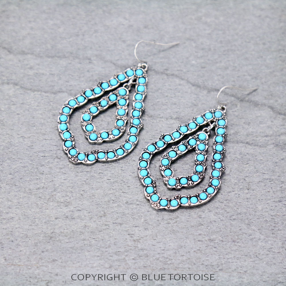 Double Quatrefoil Beaded Dangle Earrings