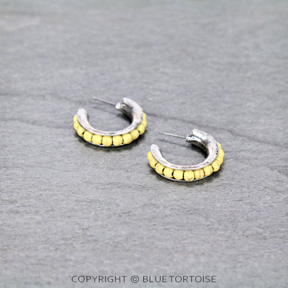 Round Bead Hoop Earrings