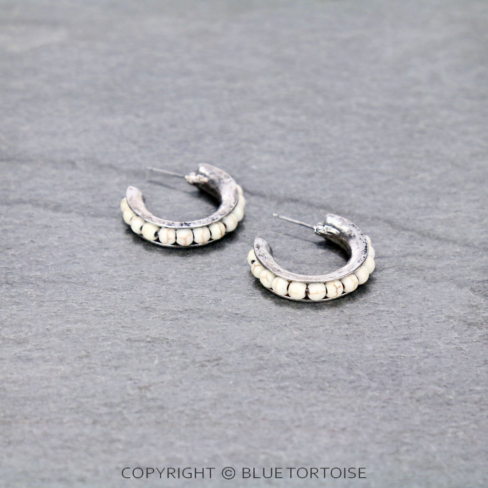 Round Bead Hoop Earrings