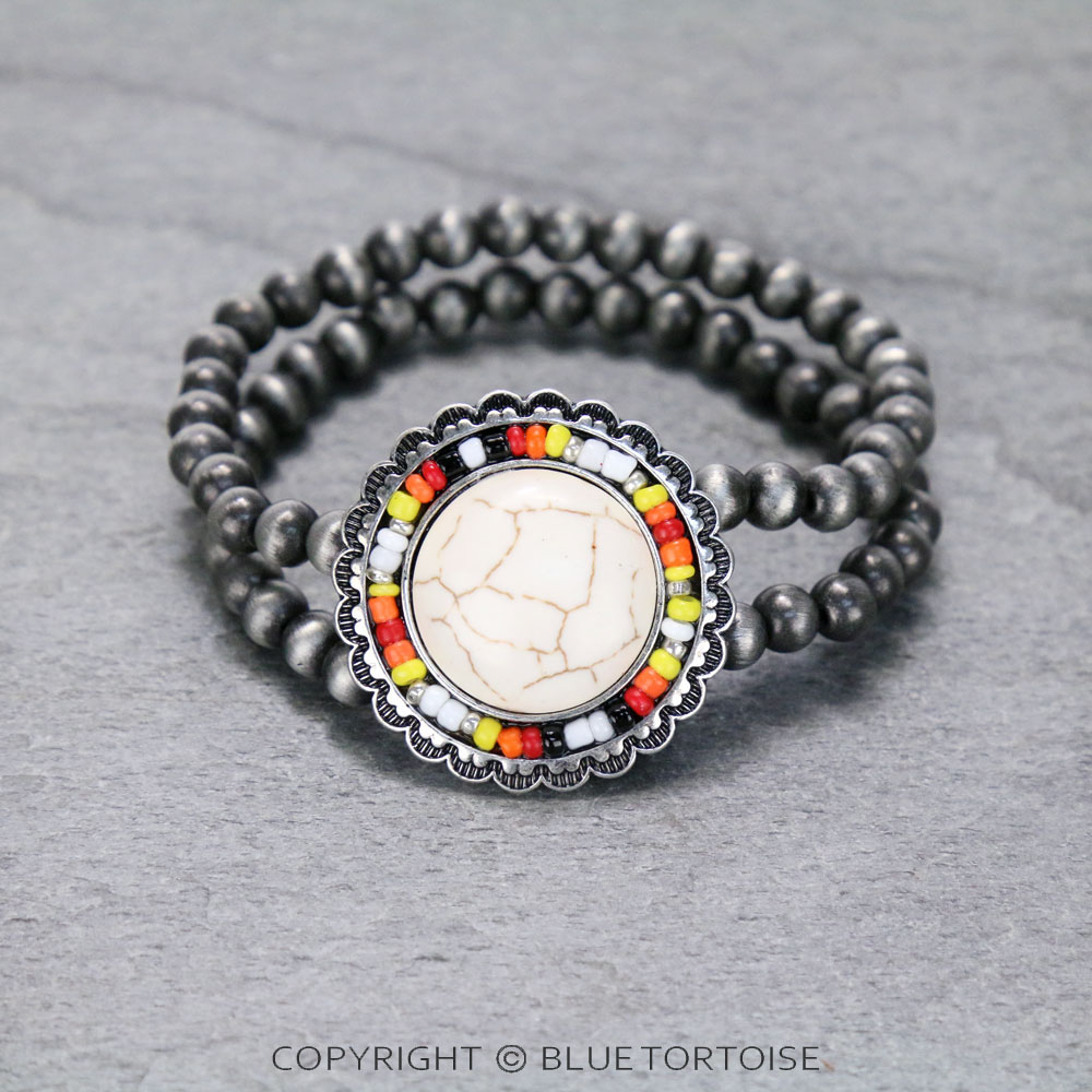 Western Round Stone Stretch Bracelet