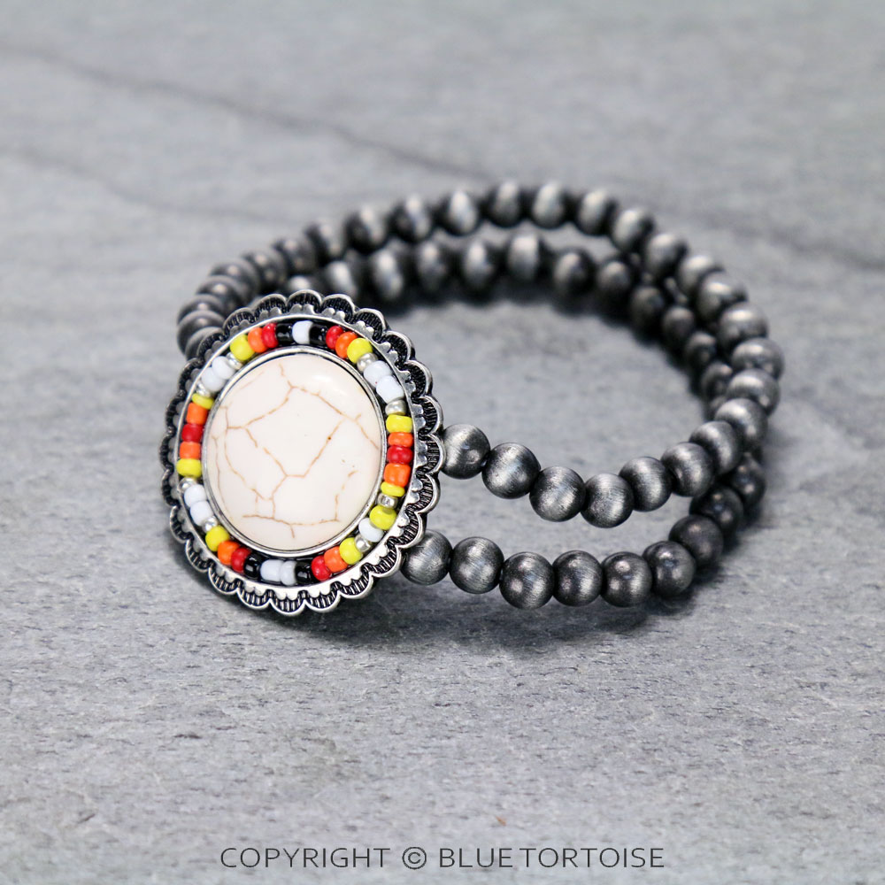 Western Round Stone Stretch Bracelet - Image 2