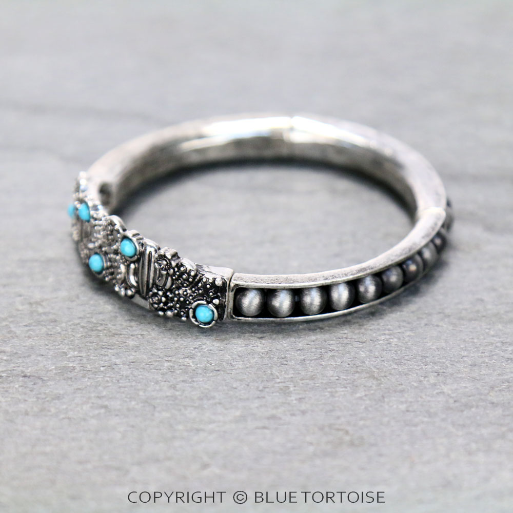 Western Cactus with Navajo Style Pearl Stretch Bracelet - Image 2