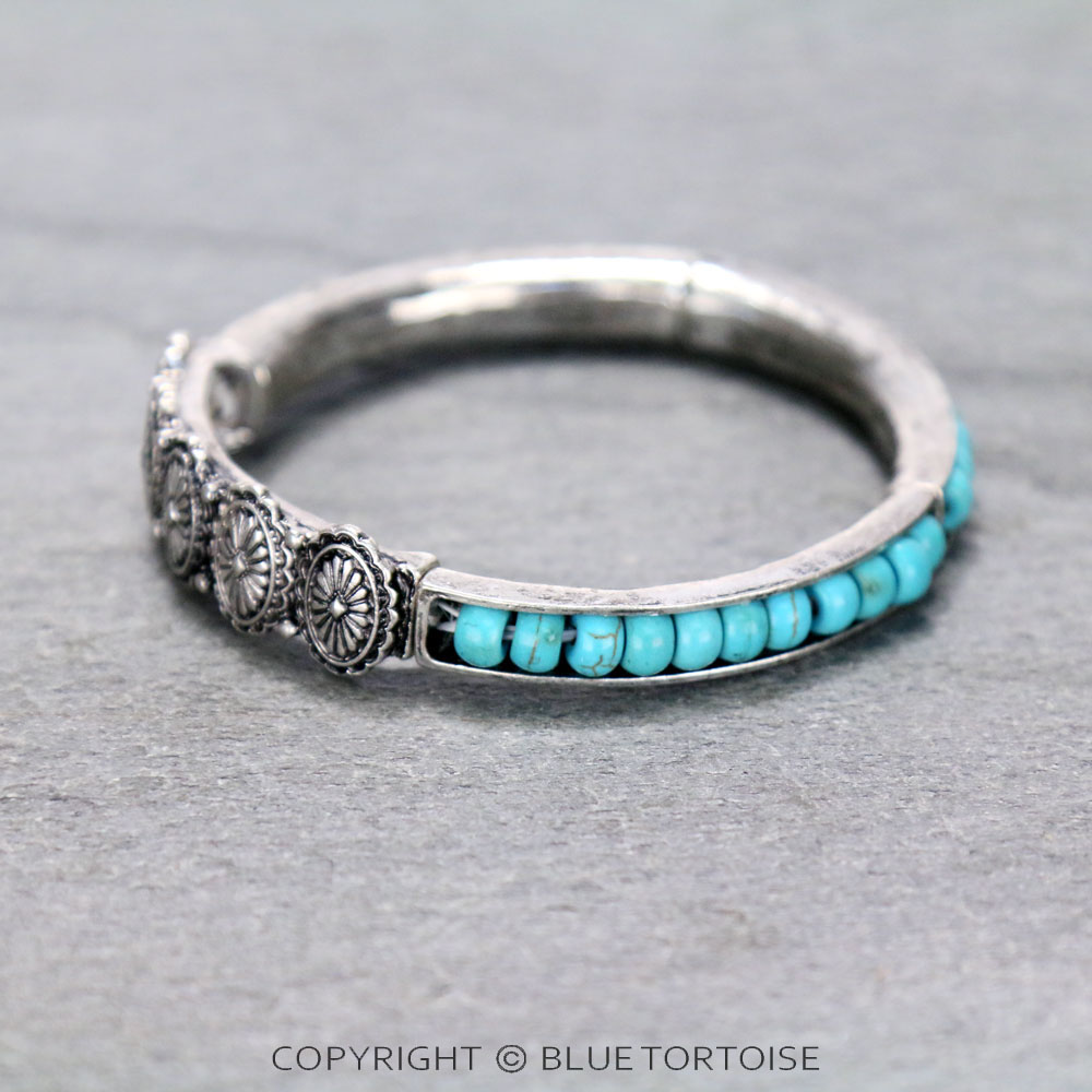 Western Concho with Bead Stretch Bracelet - Image 2