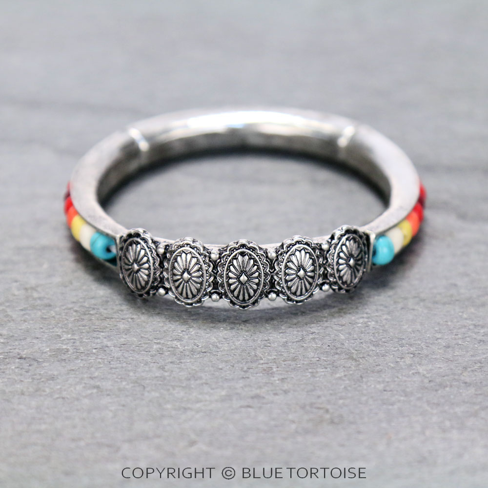 Western Concho with Bead Stretch Bracelet