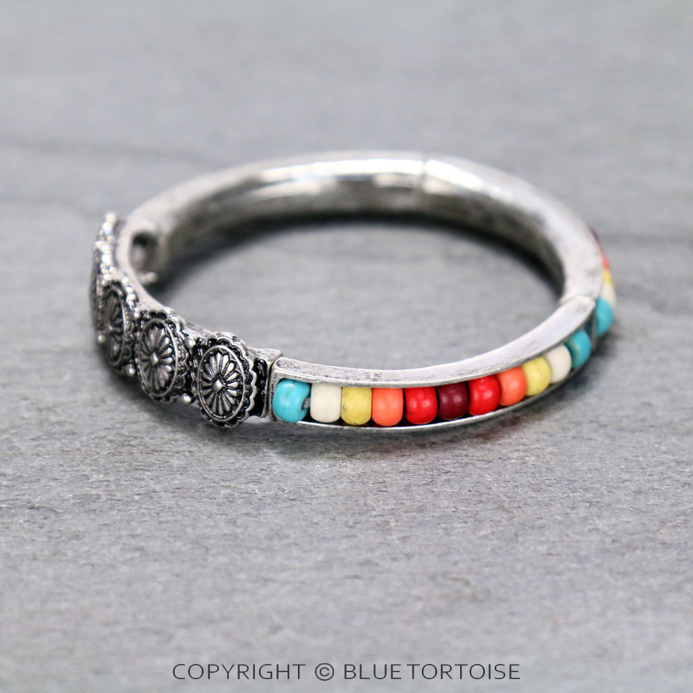 Western Concho with Bead Stretch Bracelet - Image 2