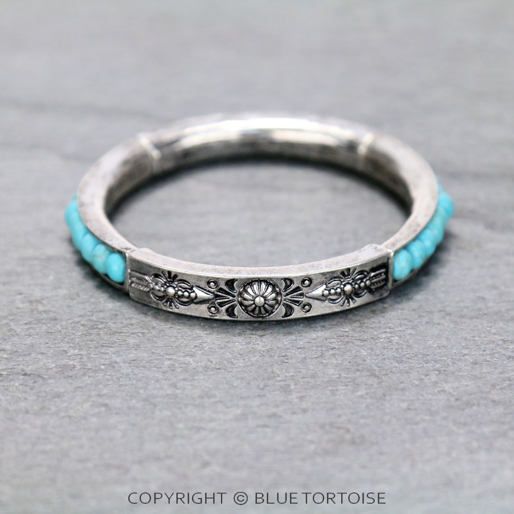 Western Texture with Bead Stretch Bracelet