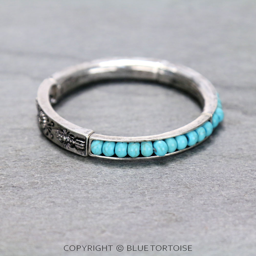 Western Texture with Bead Stretch Bracelet - Image 2