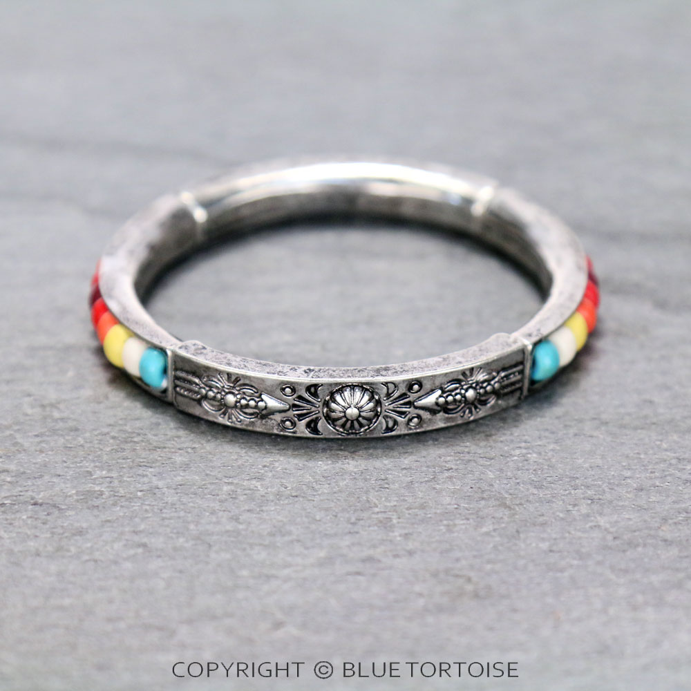 Western Texture with Bead Stretch Bracelet