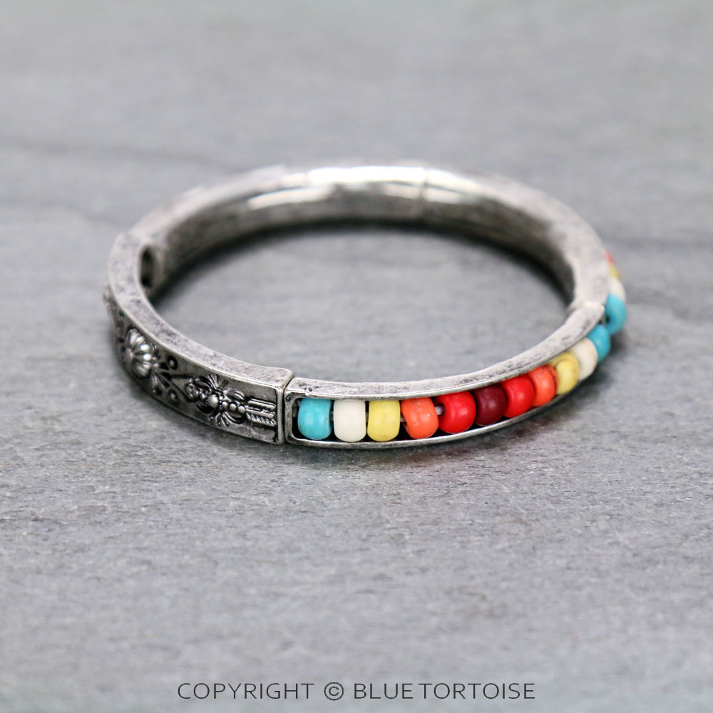 Western Texture with Bead Stretch Bracelet - Image 2