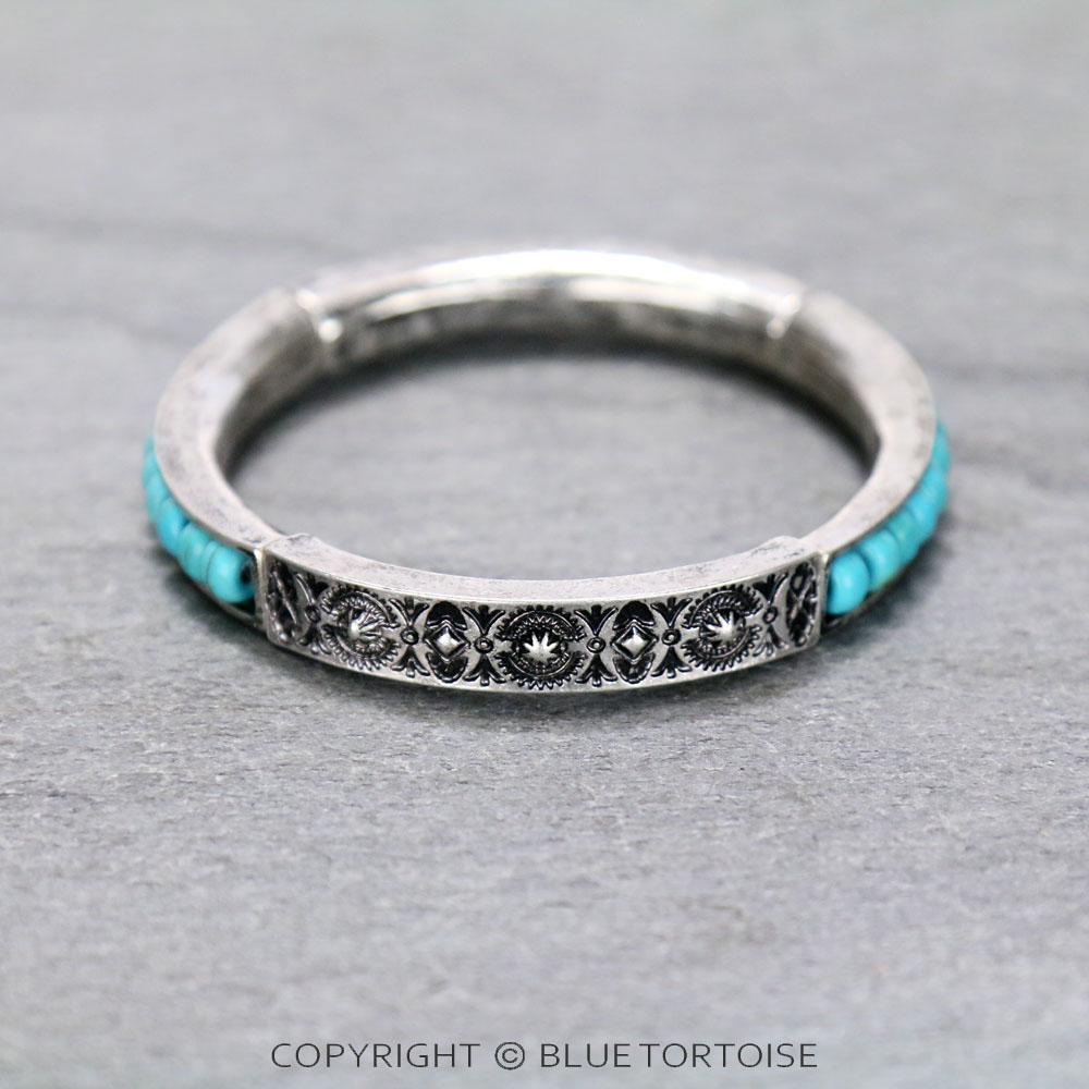 Western Texture with Bead Stretch Bracelet