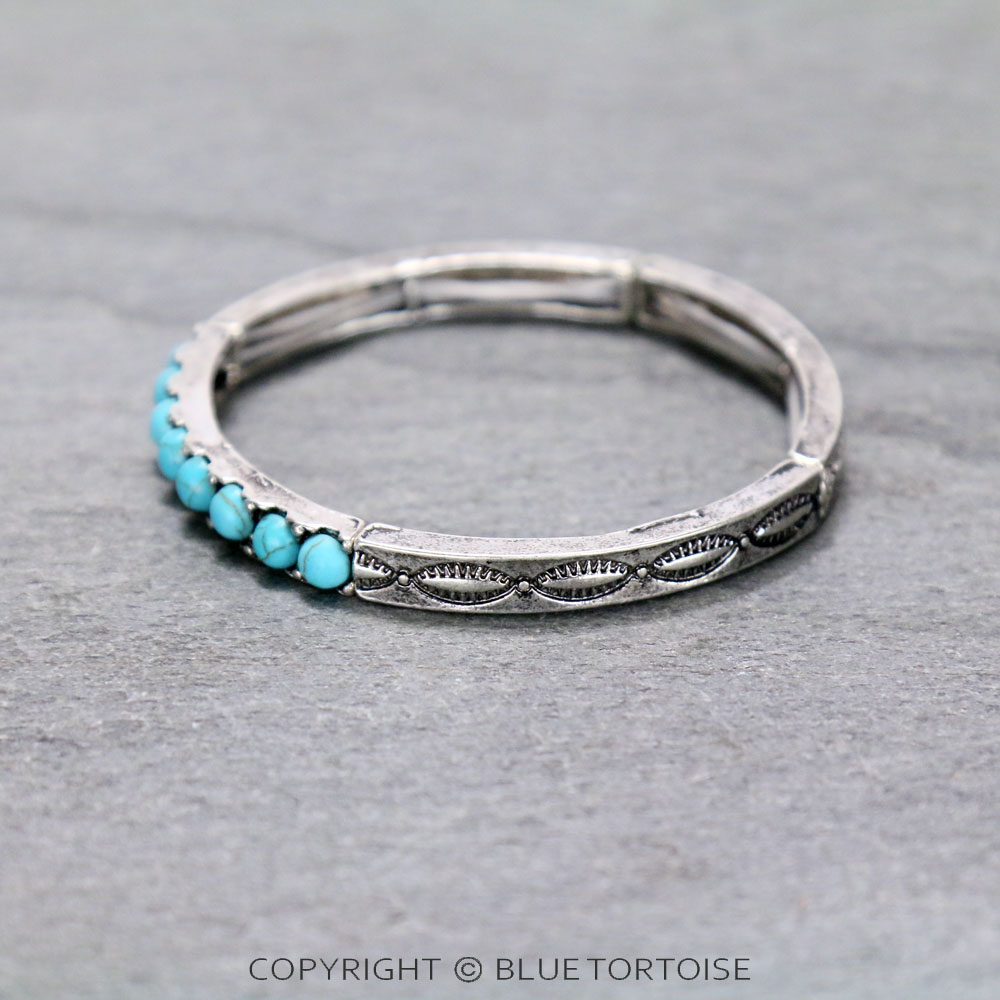 Western Texture with Bead Stretch Bracelet - Image 2