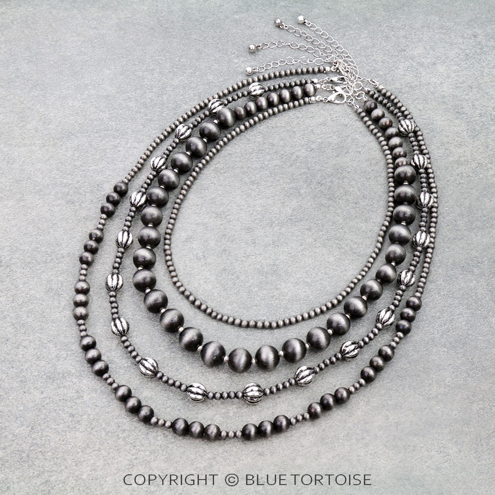 4 Layered Navajo Style Pearl Necklace