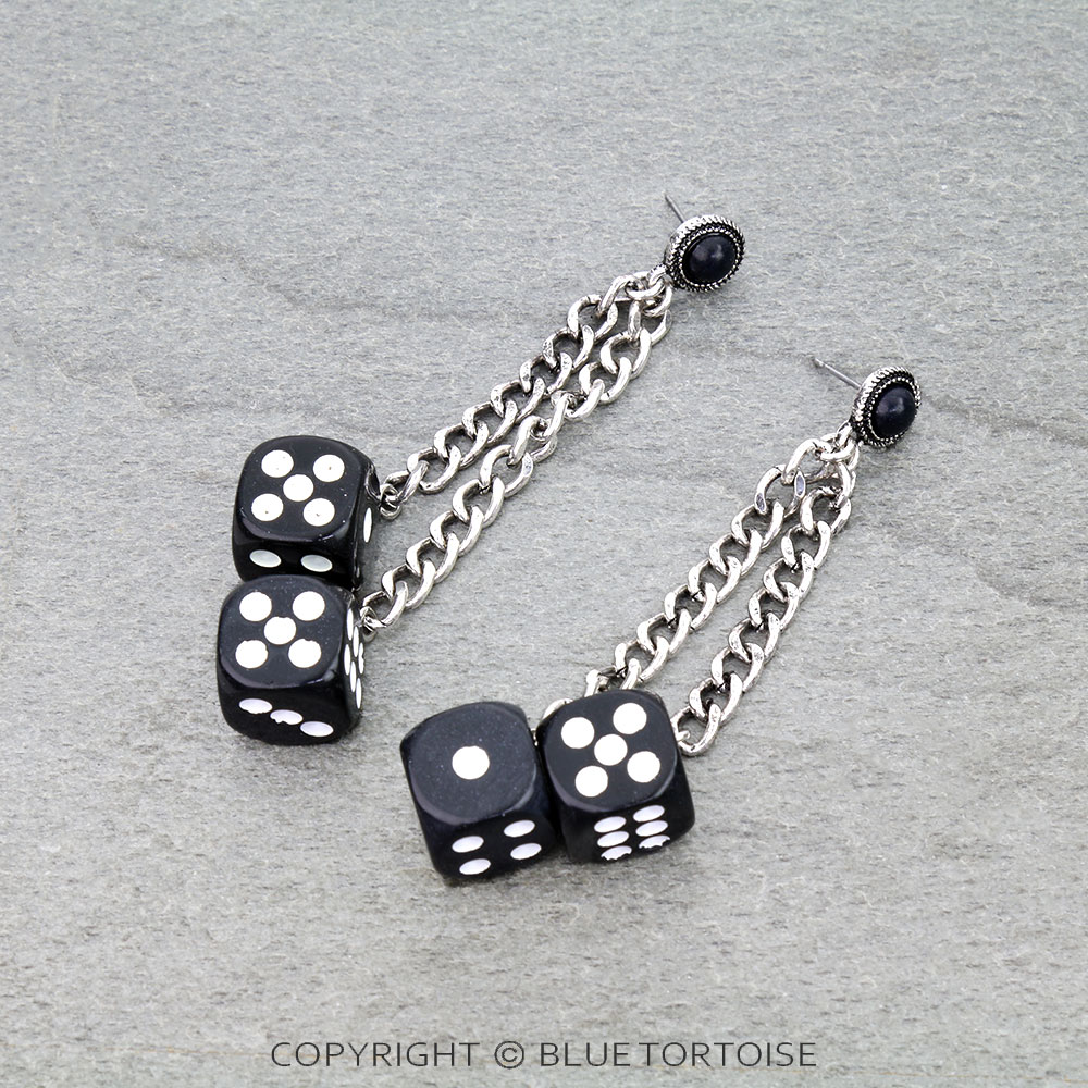 Cuban Chain Dice Dangling Stud Earrings