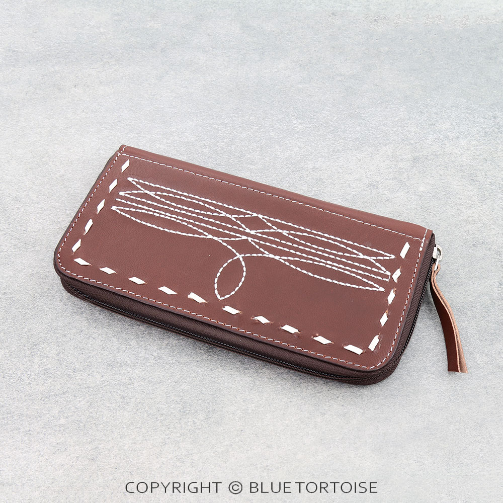 Western Genuine Leather Clutch - Boot Stitch