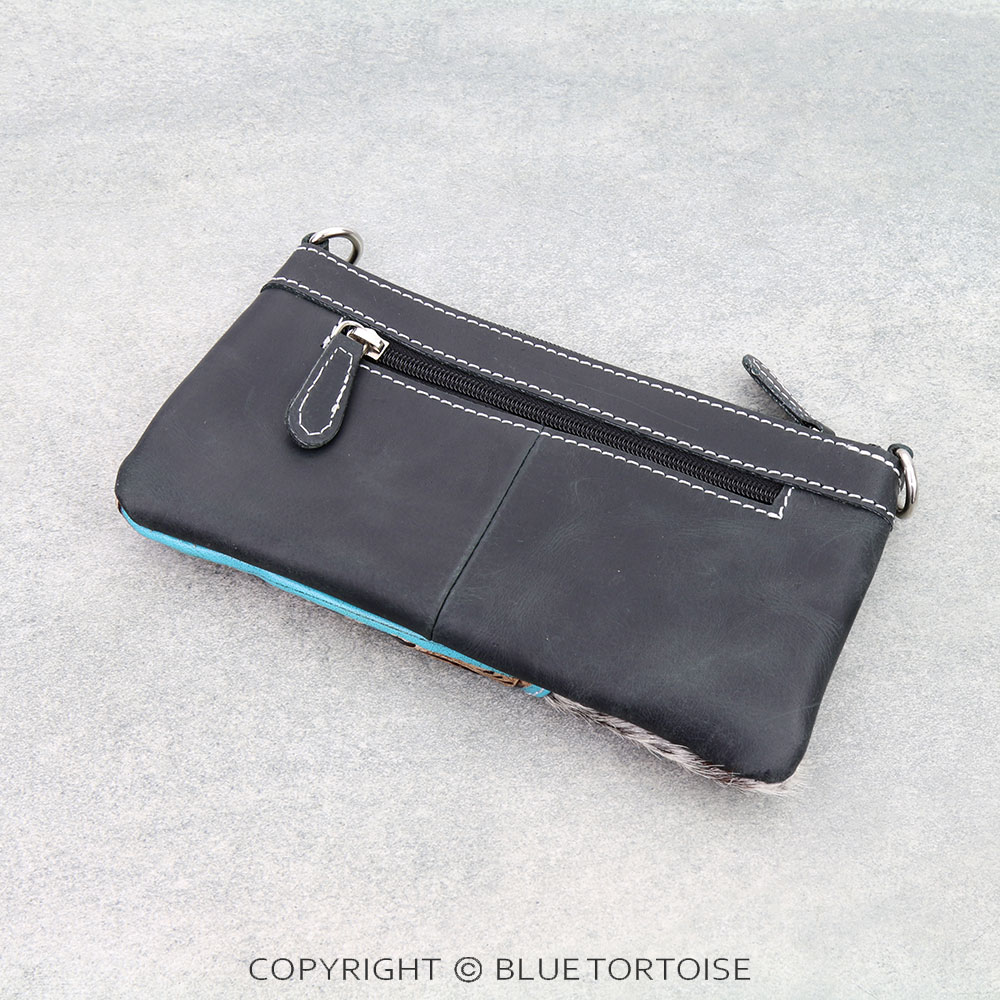 Western Genuine Cowhide Leather Clutch - Floral Pattern - Image 2