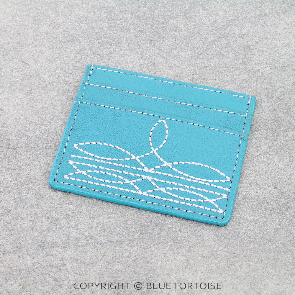 Western Genuine Leather Card Holder - Boot Stitch