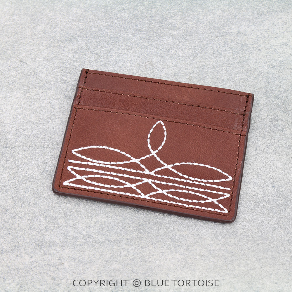 Western Genuine Leather Card Holder - Boot Stitch