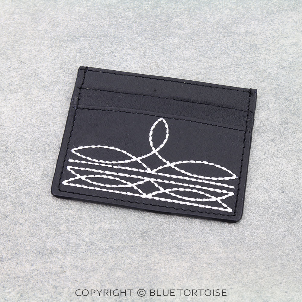 Western Genuine Leather Card Holder - Boot Stitch