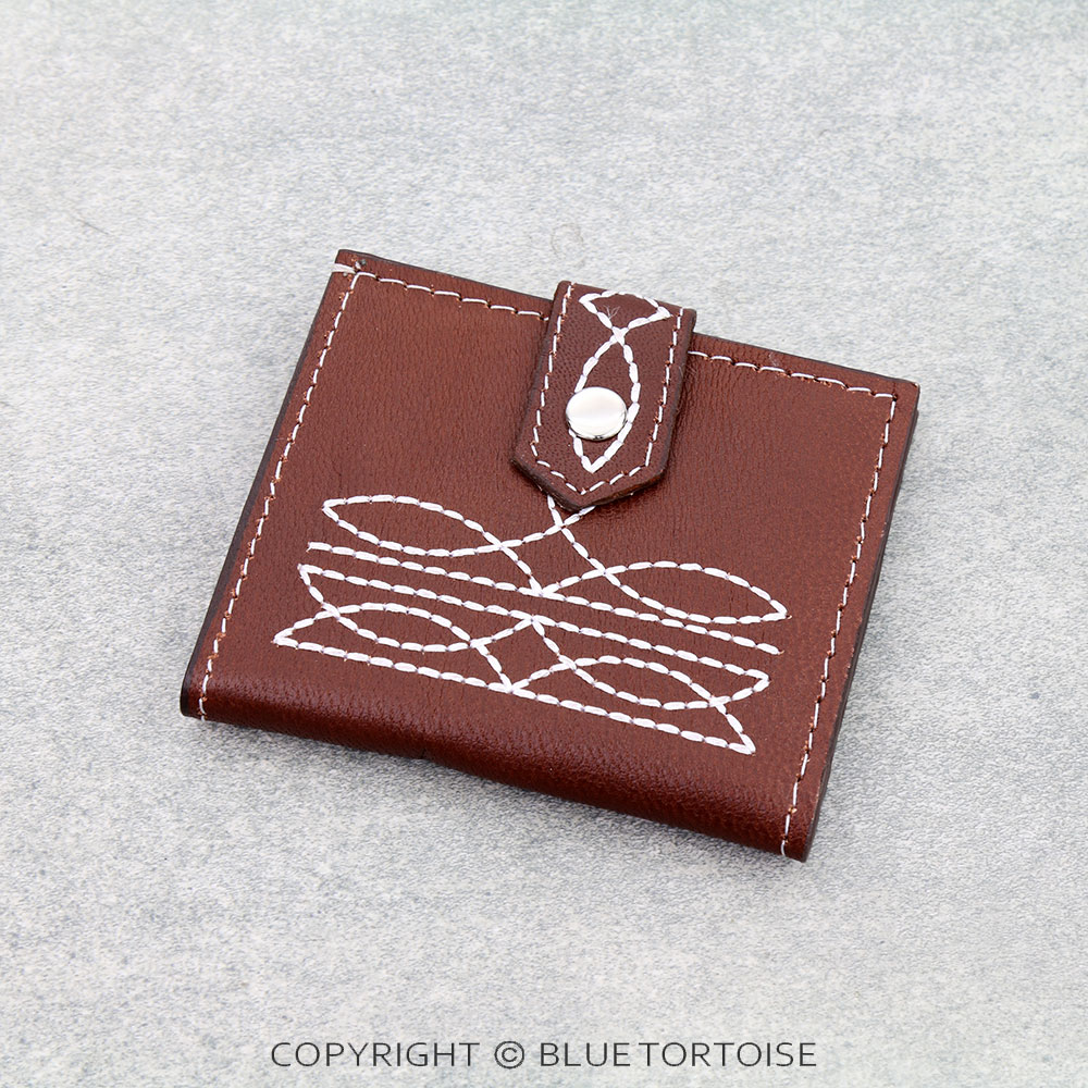 Western Genuine Leather Bifold Wallet - Boot Stitch