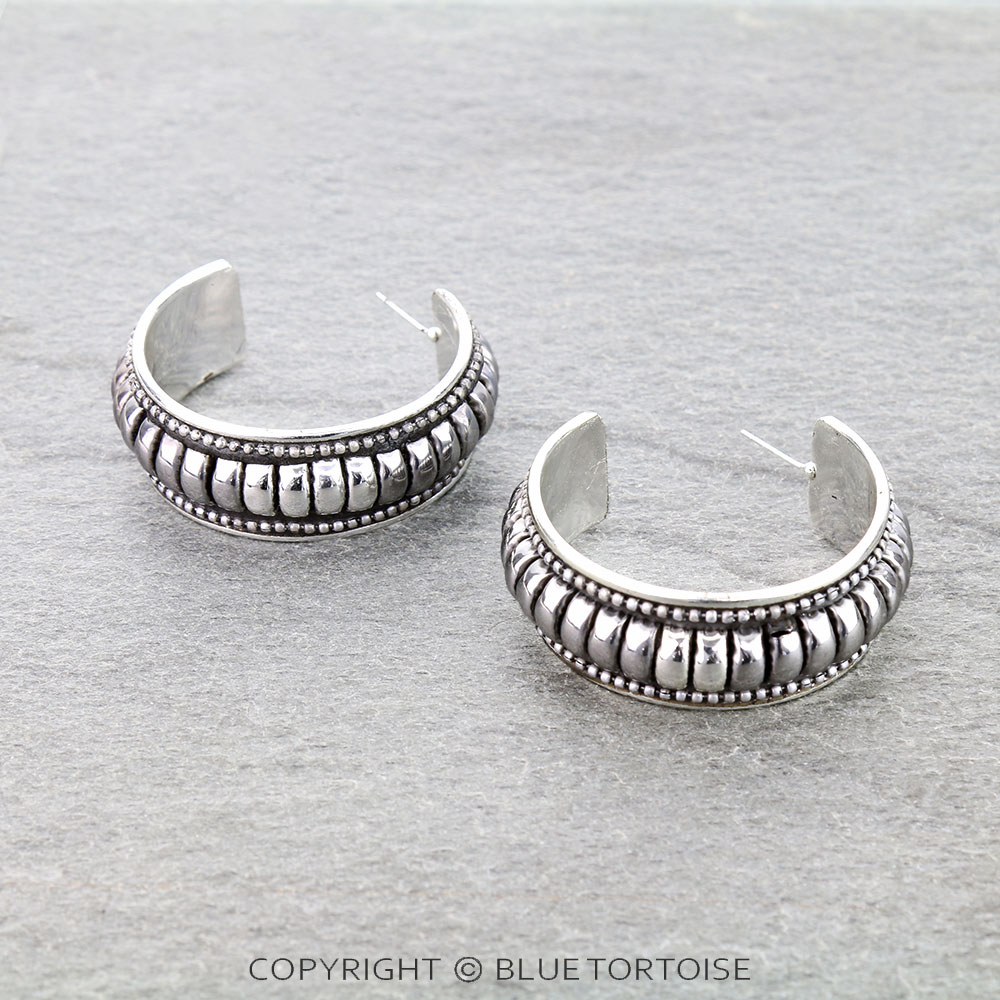 Western Metal Bubble Hoop Earrings
