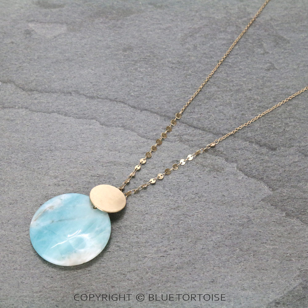 Fashion Round Stone Pendant Necklace