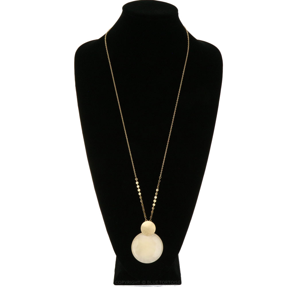 Fashion Round Stone Pendant Necklace - Image 2