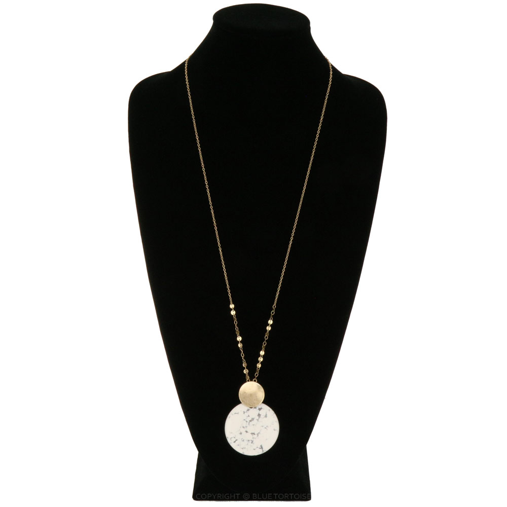 Fashion Round Stone Pendant Necklace - Image 2