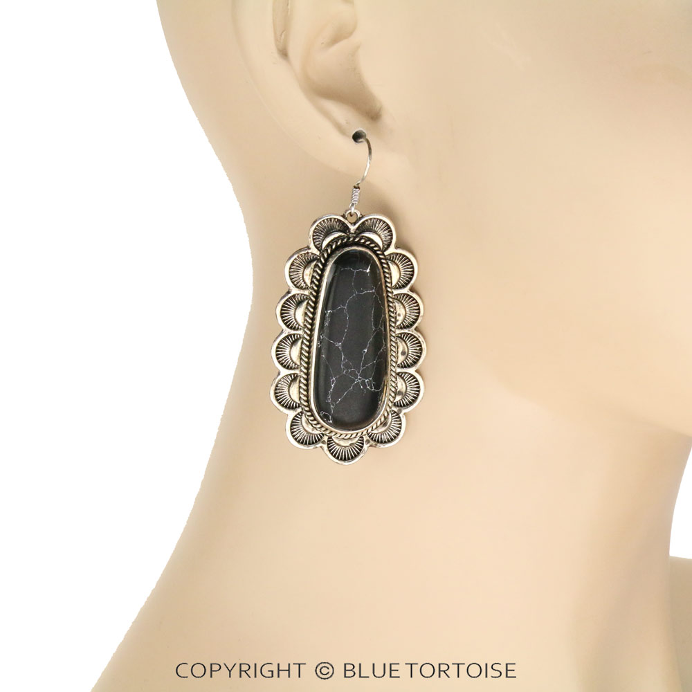 Semi Stone Dangle Earrings - Image 2