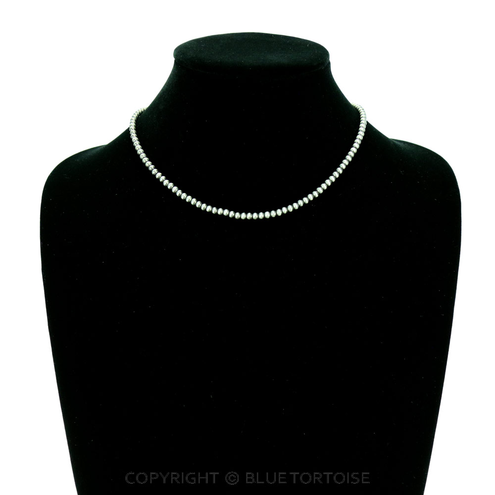 14.5" Long, Tiny 4mm Navajo Style Pearl Necklace - Image 2