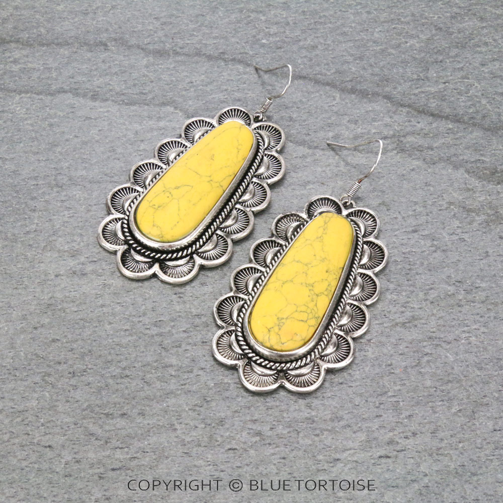 Semi Stone Dangle Earrings