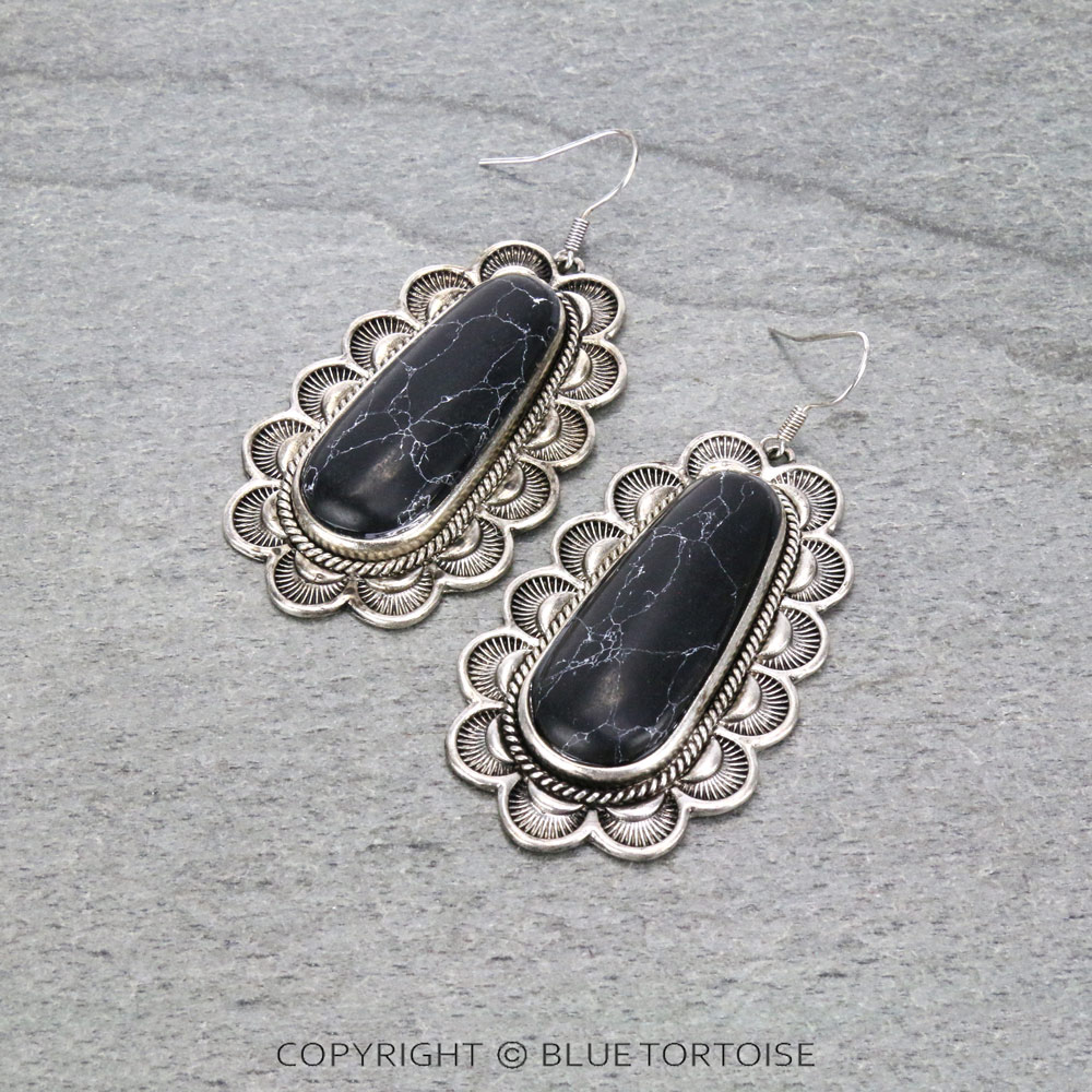 Semi Stone Dangle Earrings
