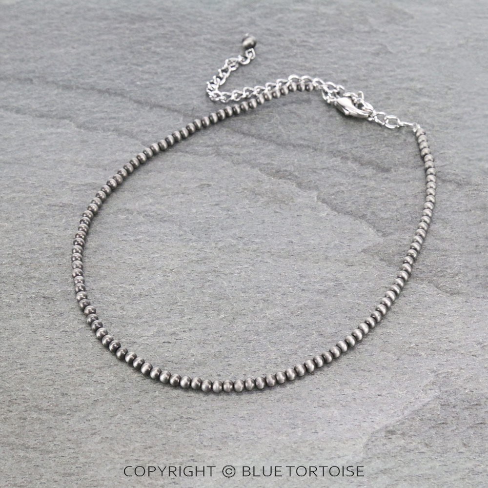 14.5" Long, Tiny 4mm Navajo Style Pearl Necklace